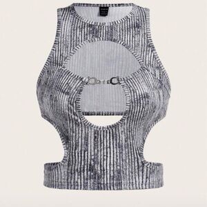 Gray Cut-Out Women's Top